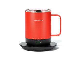VSITOO Temperature Control Smart Mug with Lid, Coffee Mug Warmer with Mug for Desk Home Office, App Controlled Heated Coffee Cup, Self Heating Coffee Mug 14 oz, Electric Mug - Improved Design