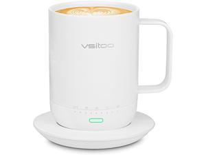 VSITOO S3 Pro Temperature Control Smart Mug with Lid, Coffee Mug Warmer with Mug for Desk Home Office, App Controlled Heated Coffee Cup, Self Heating Coffee Mug 14 oz, Electric Mug