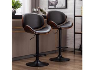Living Room Counter Adjustable Bar Stools,Upholstered Swivel Barstool,PU Leather Barstools (Set of 2)