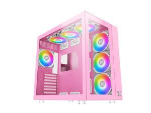 XIGMATEK AQUARIUS PRO Queen Pink Wide Body PC Case / 7pcs Pre-installed Addressable RGB Fan / Galaxy II Fan Control Kit / Tempered Glass ATX Mid Tower Computer Case