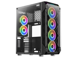 XIGMATEK Overtake PC Case / 6pcs Pre-installed Addressable RGB Fan / Left & Right Tempered Glass /  Full Tower Gaming Computer Case