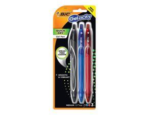 Bic Gelocity Quick Dry Pen 07mm Assorted Colours 3pk