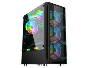 ALAMENGDA Ice Storm-High Airflow Honeycomb Full-metal Mesh Design, ATX Mid-Tower, Digital-RGB Lighting, Support 120mm*8 RGB/LED Case Fans, Tempered Glass, Dual System Capable-Black