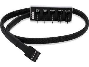 4-Pin PWM PC Fan Hub Power Supply Cable 1 to 5 Way Splitter PC Motherboard Case Fan Power Extension Cable Cord for ATX Computer Case 4-Pin and 3-Pin Cooling Fans
