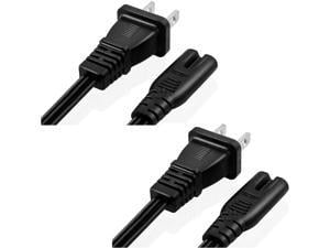 5 Core Extra Long 12ft 2 Prong 2 Pack NonPolarized AC Wall Power Cable 2 Slot Cord for HP Dell Samsung Sony Asus Acer Toshiba Laptop Charger LED LCD Monitor Replacement Power Cord PP 1002 2 Pcs