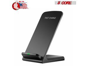5 Core Upgraded Fast Wireless Charger QiCertified Wireless Charging Stand Compatible With iOS  Android SleepFriendly Adaptive Light Compatible 10W Black