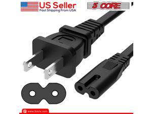 5 Core Extra Long 12ft 2 Prong NonPolarized AC Wall Power Cable 2 Slot Cord for HP Dell Samsung Sony Asus Acer Toshiba Laptop Charger LED LCD Monitor Replacement Power Cord PP 1002