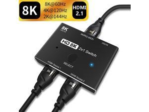 AUBEAMTO HDMI 2.1 Ultra HD 8K High Speed 48Gbps Directional Switch Only 2in 1out 8K@60Hz 4K@120Hz Converter Compatible with Xbox PS5 Projectors Monitors
