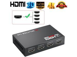 4K HDMI Splitter,AUBEAMTO 1 In 4 Out HDMI-compatible Splitter 1 x 4 HD-MI 1.4 Converter Amplifier HDCP 4K 1080P Dual Display, for HDTV DVD PS3 Xbox
