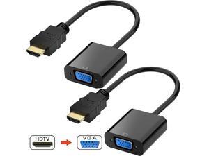 2Pcs HDMI to VGA,AUBEAMTO Gold-Plated HDMI to VGA Adapter (Male to Female) for Computer, Desktop, Laptop, PC, Monitor, Projector, HDTV, Chromebook, Raspberry Pi, Roku, Xbox and More - Black