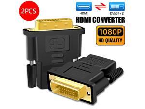 2-Pack DVI to HDMI Bi-Directional Adapter, AUBEAMTO DVI 24+1 Male to HDMI Female Converter, Support 1080P, 3D for PS3,PS4,TV Box,Blu-ray,Projector,HDTV