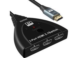 AUBEAMTO 8K HDMI 2.1 Switch, HDMI Switch 4K 120Hz, 3 Port HDMI Switcher Selector Box with Pigtail Cable, Supports 8K@60Hz, 4K@120Hz, 4K@60Hz 48Gbps High Speed for PS4/5 Roku Xbox TV Monitor Projector