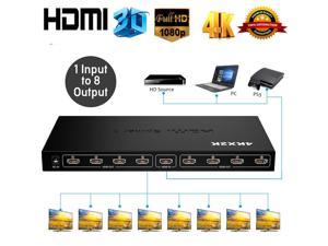 AUBEAMTO HDMI Splitter 1 in 8 Out 8 Port 1x8 Full HD 1080P HDMI 1.4 Splitter with Switcher Converter Support 4KX2K 3D Digital Audio Format-Black(8 Port HDMI Splitter 4K)