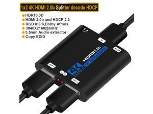 4K@60Hz HDMI Splitter 1x2,AUBEAMTO HDMI Splitter 1 in 2 Out for Dual Monitor, Supports Auto Scaling, HDCP 2.2, HDMI 2.0b, RGB 8:8:8, HDR 10, 3D for Xbox PS4/5 Fire Stick Cable Box