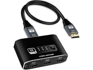 HDMI 21 SwitchAUBEAMTO Aluminum Alloy 8K60Hz HDMI Switch 3 in 1 Out 3x1 HDMI Switcher Selector Supports 4K120Hz Ultra HD 4K HDMI Selector Switcher for Game Consoles Fire Stick