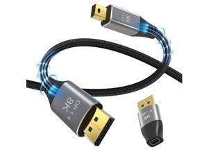 Corn DisplayPort 2.1 Cable [VESA Certified], DP 2.0 Cable [16K@60Hz,  8K@120Hz, 4K@240Hz 165Hz 144Hz] 80Gbps HDR, HDCP DSC 1.2a, Display Port 2.1  Cord