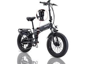 PASELEC PX6 750W Electric Folding Bike, 20" *4.0'' Fat Tire Snow ebike, 48V 12AH Removable Lithium Battery, Max Speed 30MPH, 7-Speed Gears, Front and Rear Full Suspension