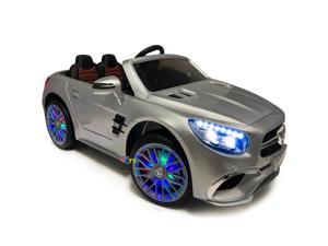 Americas Toys Ride On Toys  Electric 12V Battery Powered Car RC Car  Licensed Ride On Car Open Trunk Leather Seat Music LED Wheels MP4 Screen Compatible with MercedesBenz Red Silver