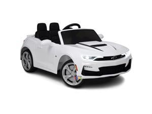 Americas Toys for Kids 12V Electric Car with RC Ride On Toys with Open Doors Plastic Wheels Leather Seat 3 Point Seat Belt MP3 Music White Compatible with Chevrolet