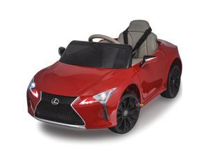 Kids Ride On Toys 12V Electric Car with Parent RC Car with RC Soft Start Suspension Wheels Open Doors Luxury Interior Leather Seat Red Americas Toys Compatible with Lexus
