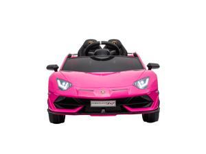 Kids Electric Car Americas Toys Ride On Car with RC 12V Battery Car OneSeater with Butterfly Doors Plastic Wheels Leather Seat MP3 Music Horn Pink Compatible with Lamborghini