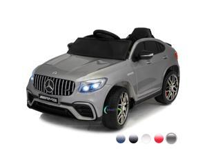 Ride On Toys  Electric 12V Battery Powered RC Car  Kids Ride On Car with Plastic Wheels Open Doors Leather Seat MP3 Education Stories and Horn Silver Compatible with MercedesBenz