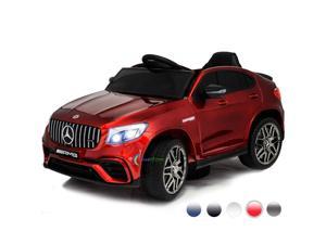 Ride On Toys  Electric 12V Battery Powered RC Car  Kids Ride On Car with Sound Buttons Open Doors Leather Seat MP3 for Music Education Horn Red Compatible with MercedesBenz