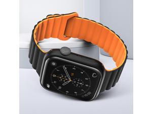 Silicone Magnetic Watch Strap  Smart Watch Band for iWatch 38 40 41mm Apple Watch Series 2345678SE Black  Orange
