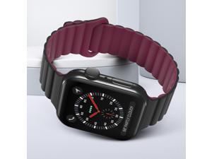 Silicone Magnetic Watch Strap  Smart Watch Band for iWatch 38 40 41mm Apple Watch Series 2345678SE Black  Wine Red