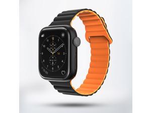 Silicone Magnetic Watch Strap  Smart Watch Band for iWatch 42 44 45 49mm Apple Watch Series 2345678Ultra Black  Orange