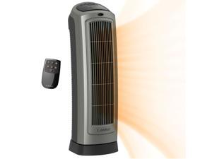 Lasko 1500W Electric Portable Oscillating Ceramic Space Heater Tower with Digital Display, 5538, Gray
