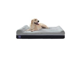 Laifug Orthopedic Memory Foam Extra Large Dog Bed with Pillow(50"x36"x10", Slate Grey) Durable Water Proof Liner & Removable Washable Cover & Smart Design