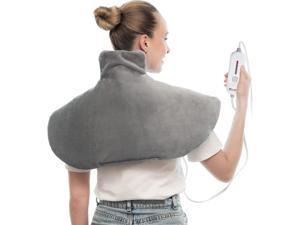 Heating Pad for Neck and Shoulders, ALLJOY Electric Shoulder Heating Pads for Pain Relief, Skin-Friendly Heated Neck Wrap 3 Heat Setting with Auto Shut Off for Home and Office 25"*18" Gray