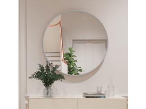 Round Mirror, Circle Mirror 32 Inch, Silver Round Wall Mirror Suitable for Bedroom, Living Room, Bathroom, Entryway Wall Decor and More, Brushed Aluminum Frame Large Circle Mirrors for Wall