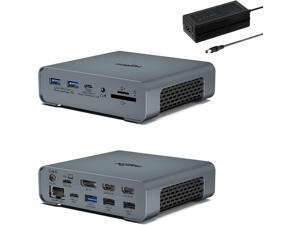 USB C Docking Station Triple Monitor,16 in 1 Laptop Docking Station USB C Dock with 2 HDMI, 4K/60Hz DP, 8 USB Ports, 65W AC Adapter, Ethernet for Dell/Hp/Lenovo/MacBook Full Functional Type c laptops