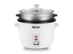 Aroma 3-Cup Rice Cooker And Food Steamer, White