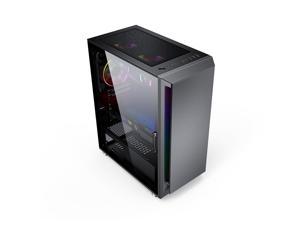 Segotep Gank 5 PC Computer Cases, ATX Mid-Tower Case, Glass Full Side Panel, Gaming Computer Case Support ATX / M-ATX / ITX (Black)