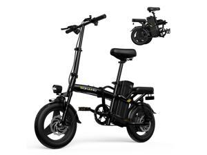 SOHAMO A2 Folding Mini Electric Bike 14 Tire 350W Motor 48V 12Ah Battery Max Speed 20MPH Travel Up to 2030 Miles
