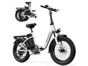 SOHAMO 750W Electric Bike for Adults 48V 20AH Folding Ebike 20 Fat Tire E Bike for Woman Full Suspension Shimano 7 Speed Electric Mountain Bike 48V 20Ah
