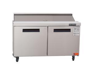 WESTLAKE 60"W Commercial Refrigerated Sandwich&Salad Hotdog Prep Table Half Open 2 Door Refrigerator Stainless Steel Counter Fan Cooling With 16Pans For Restaurant ,Bar,Catering 16.4 cu.ft.