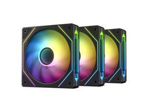 DARKROCK F120-3 in 1 120 mm Infinite Mirror Design Case Fans with PWM Control & ARGB Effect, Hydraulic Bearing for Low-Noise Operation - Suitable for Most PC Cooling Systems - Black