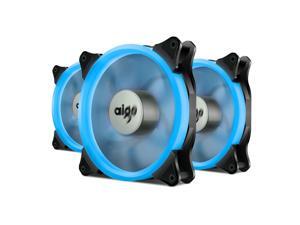 3pcs Vetroo LED Ring Fan 140mm 14cm Case Fan Silent Sleeve Bearing PC CPU Cooling Neon Quite Clear Case Fan Mod 4 Pin/3 Pin for Computer Cases CPU Coolers and Radiators (ICE Blue)
