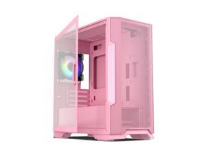 Vetroo M03 Compact Computer Case Micro ATX Mini ITX Pink Gaming PC Case Rear 120mm ARGB Fan Pre-Installed USB3.0 Door Opening Transparency Tempered Glass Side Panel & Front Mesh Panel