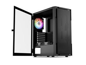 DARKROCK A8-M Black Micro-ATX Mid Tower Computer PC Case for Gaming & Business Tempered Glass Side Panel Support 240mm Radiator on Top and 40 Series GPU 3 x 120mm Cooling Fans Pre-Installed