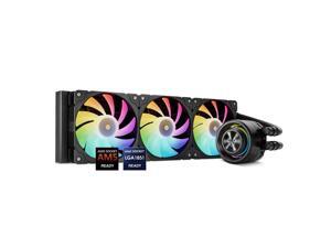 Vetroo R360 Liquid CPU Cooler, Replaceable Cover Design, 3x120mm ARGB & PWM Fans, Low-Noise Operation, 360mm Radiator 290W TDP, Controller Hub Included, for AMD AM5/AM4 & Intel LGA1851/1700 - Black