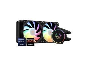 Vetroo V240 Liquid CPU Cooler 240mm Addressable RGB Pump PWM & FDB Fans AIO Water Cooler with Controller Hub for Intel LGA 1700/1200/115X AMD AM5/AM4 for Gaming Console - Black
