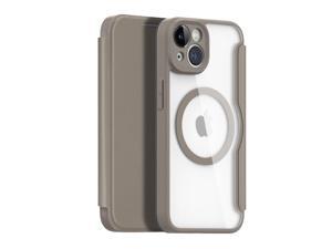 iPhone 14 Case iPhone14 Case  iPhone 14 Phone Case with Wireless Charging Support PU Leather iPhone 14 Cover with Clear Back Shockproof Beige