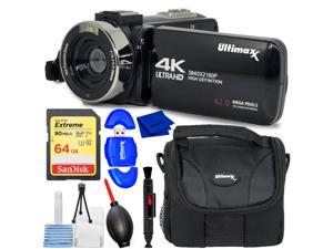 Ultimaxx 4K Ultra HD Camcorder Video Vlogging Camera with LED Light 42MP 18x Digital Zoom with Remote Control 30 LCD Screen Christmas Holiday GIFT Kit
