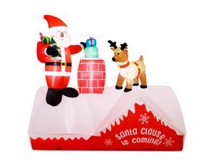 8FT Christmas Inflatables Outdoor DecorationsSanta and Reindeer Standing by The Chimney on The RoofChristmas Blow Up Yard Decorations with Builtin LED Lights for Yard Garden Lawn
