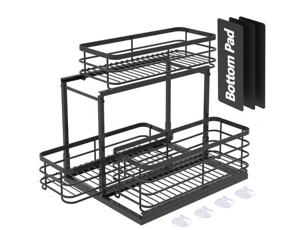 LITERRA Shower Caddy Shelf Organizer Rack(2Pack), Self Adhesive Black Bathroom  Shelves Basket, Home Wall Shower Inside Organization and Storage(Black) 